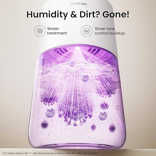 Miniatura 2 de Humidificador evaporativo MistFree para dormitorio, 3 L, sin polvo blanco para personas sensibles, control automático de humedad, funciona con agua