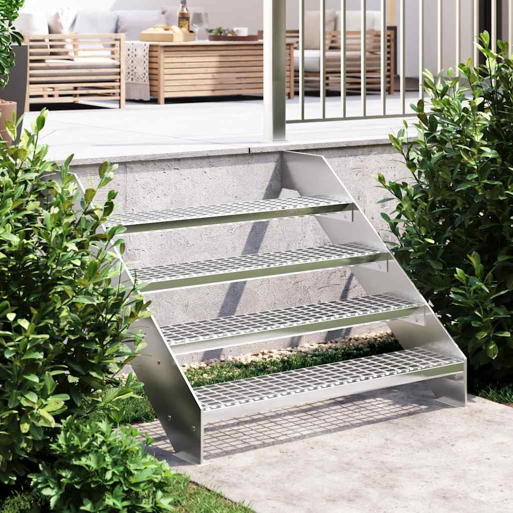 Mangloder - Scalino a griglia in acciaio zincato, 100 x 24 x 7 cm, con superficie antiscivolo, bordi antiscivolo, robusto e resistente alle intemperie, per scale, sicurezza interna ed esterna