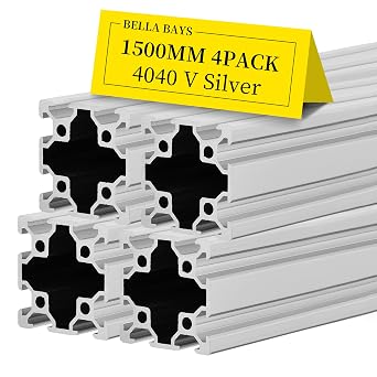 4pcs 4040 V Slot Aluminum Extrusion Profile 1500mm 59inch European Standard Anodized Extruded Linear Rail Guide Frame for DIY Workbenche Furniture Fitness Equipment Machinery Shelf Silver BELLA BAYS