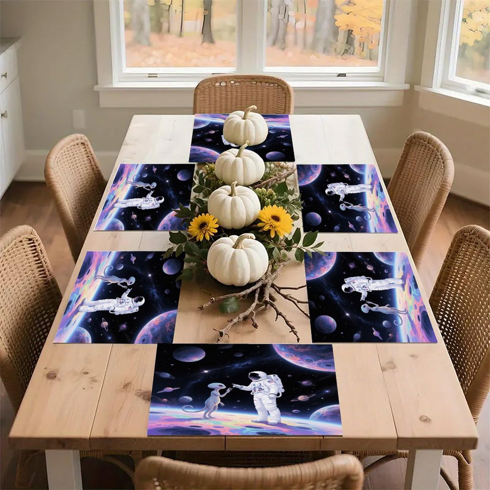 Space Astronaut Placemats Heat Resistant Non-Slip Place Mats Washable Wipeable Table Mat Kitchen Dining Table Decoration Placemats Indoor Outdoor Place Mats 17.7’’×11.8’’