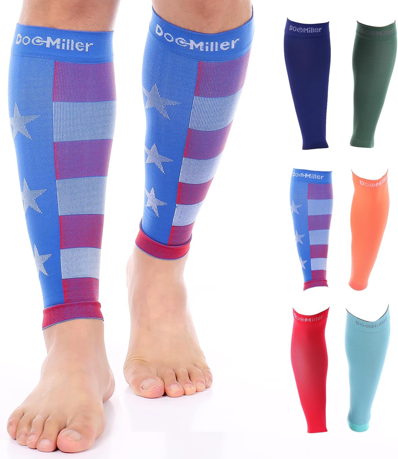 Doc Miller Compression Calf Sleeve for Men & Women – 20-30mmHg Graduated Support for Running, Shin Splints, Calf Strain – Knee High, Small to 6XL Plus Size