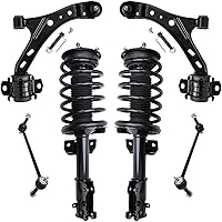 Vista 231 de Detroit Axle - Kit de puntales delanteros para Ford 2000-2004 Focus 2 puntales con muelle helicoidal 2 brazos de control inferiores con rótulas 2001