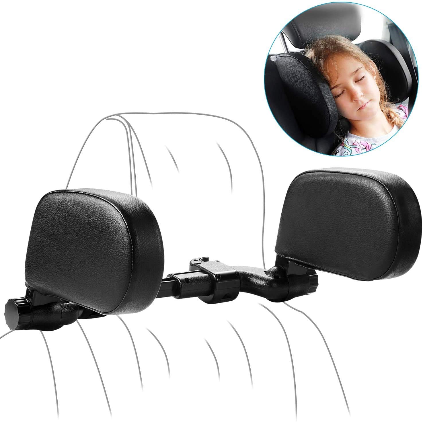 Lucario Car Seat Headrest Pillow, Memory Foam Neck Support Pillow Road Pal Headrest for Kids and Passenger, Adjustable on Both Sides - Sleep Better on Long Trip