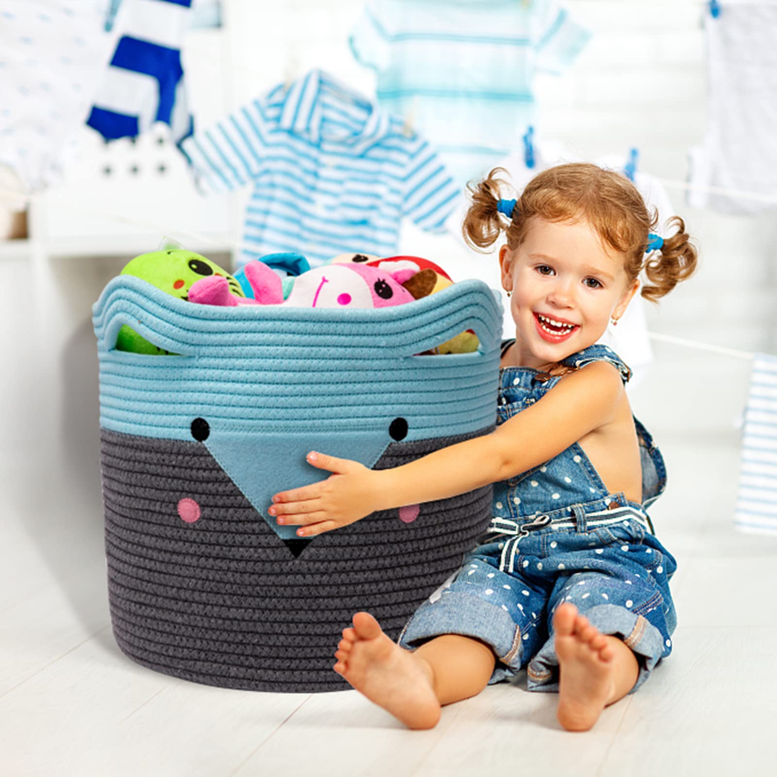 Cestino Portaoggetti In Corda Di Cotone 33x33cm - Design Con Animali Per Organizzazione