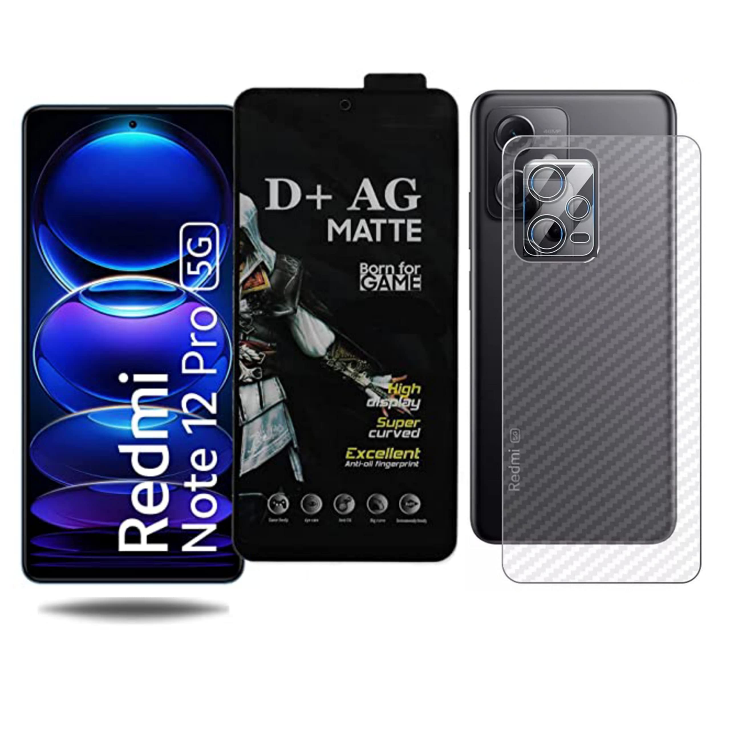 AYRA D+ Matte Gaming Tempered Glass with 3D Carbon Fiber Pattern Back Skin for REDMI Note 12 Pro 5G (2 in 1 Combo) (B0BW7JTM1N) Amazon Price History, Amazon Price Tracker