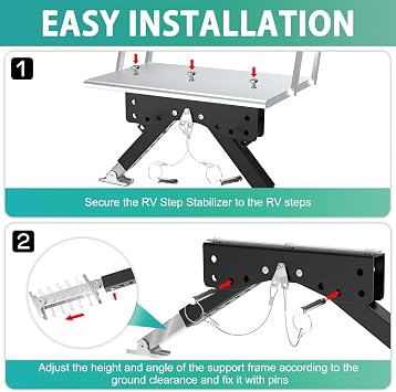 RV Step Stabilizer for Camper Steps, RV Step Support | For Travel Trailers/5th Wheels/Motorhomes, Height Ranges from 2.8 to 11.4