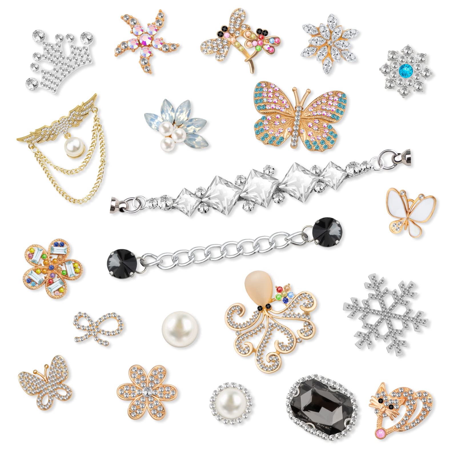 INMAKER Shoe Decoration Charms, 12, 21 PCS Bling Shoe Charms for Crocs Women and Girls,Jewels Bling Chains for Croc