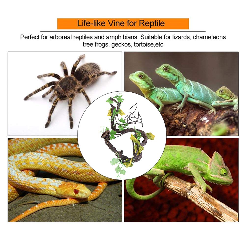 Duokon Reptile Vines Escalada Artificial Selva Bosque Curva decoración de hábitat para Mascotas lagartos Ranas Serpientes (L)