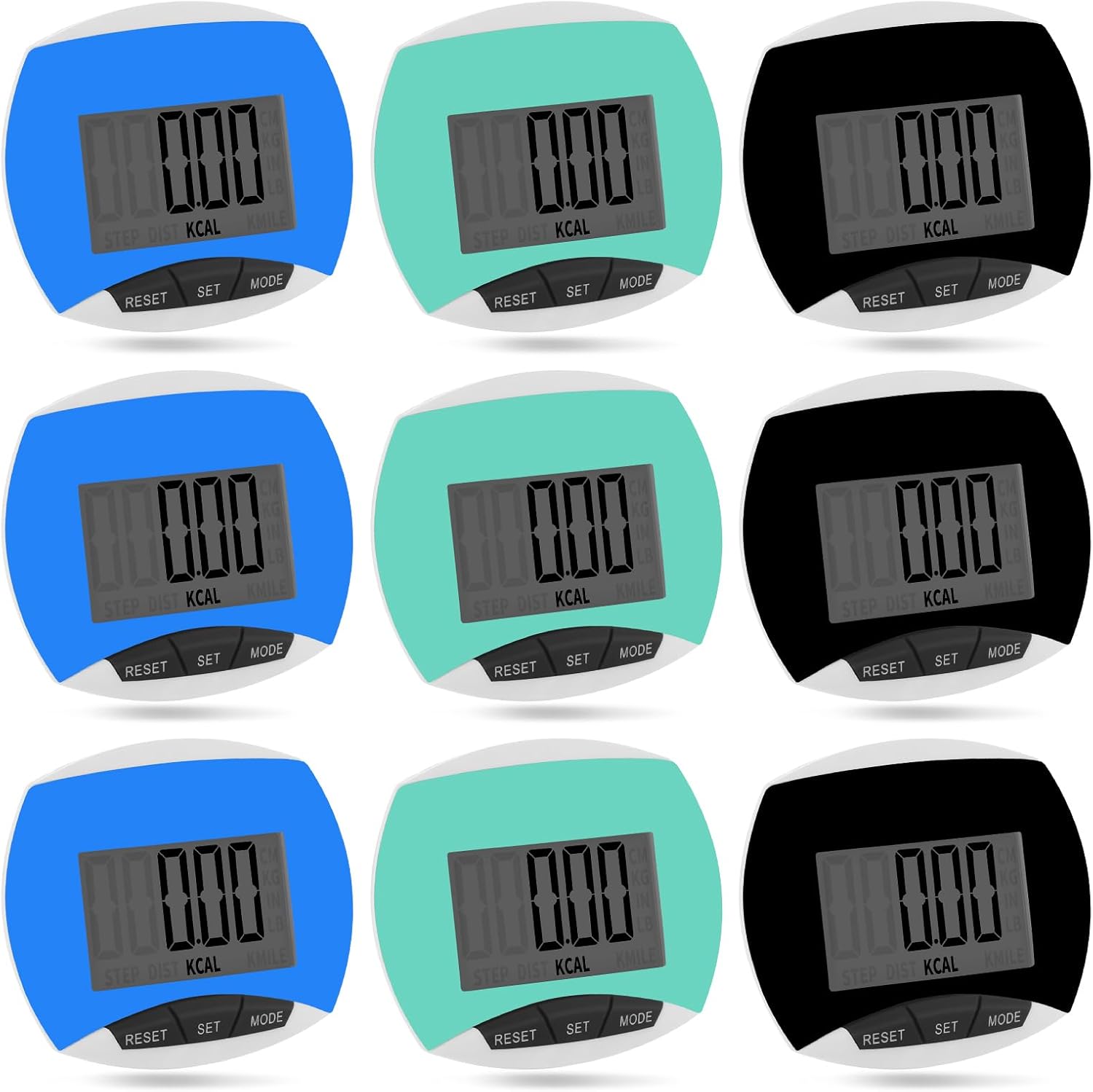 9 Pcs Simple Pedometers Bulk for Walking Steps