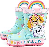 Vista 4 de Paw Patrol Skye & Everest - Botas de lluvia con asas para niñas, color azul y rosa
