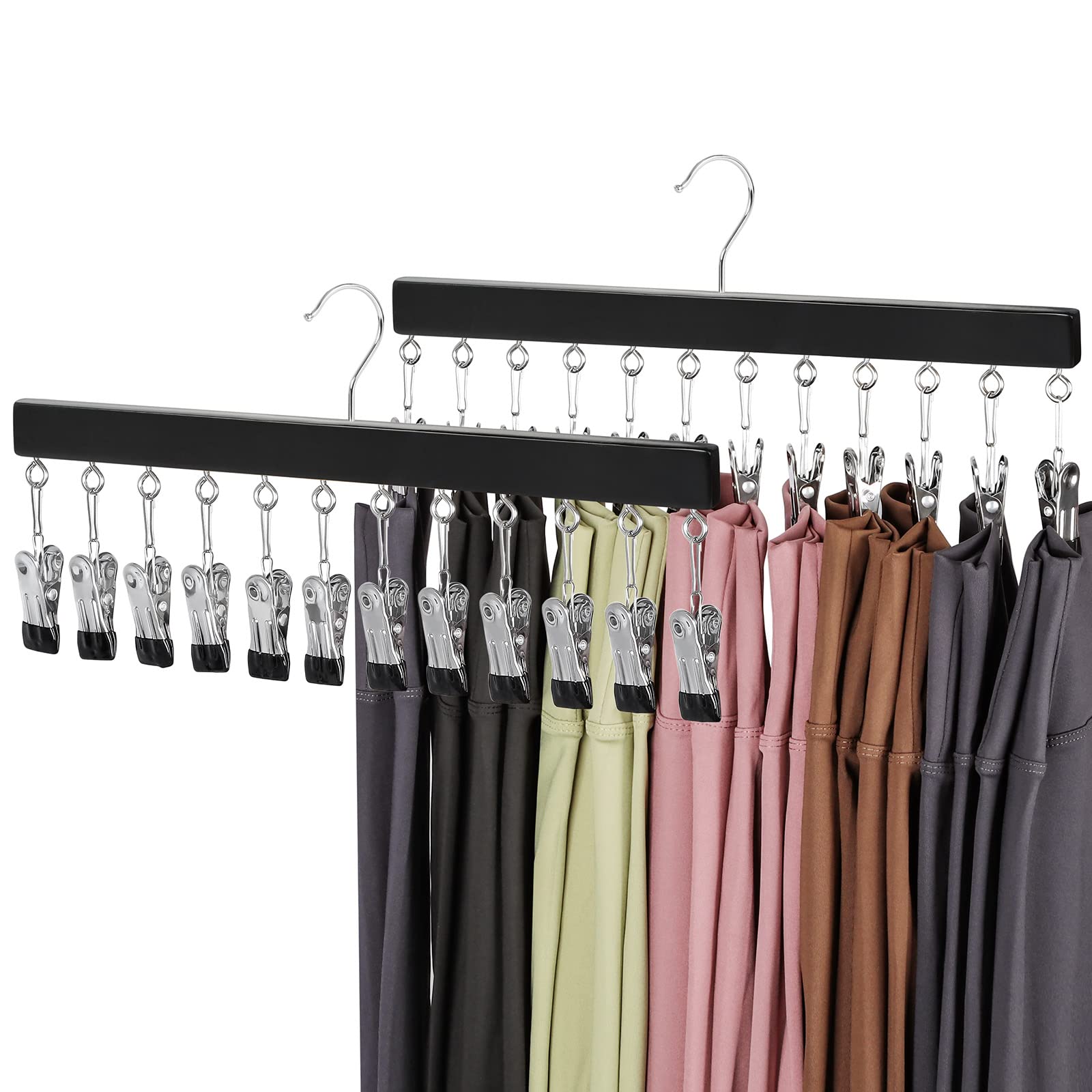 2-Pack Tank Top & Leggings Hangers – Metal Closet Organizer With 20 Clips For Yoga Pants, Shorts, Hats - View #8
