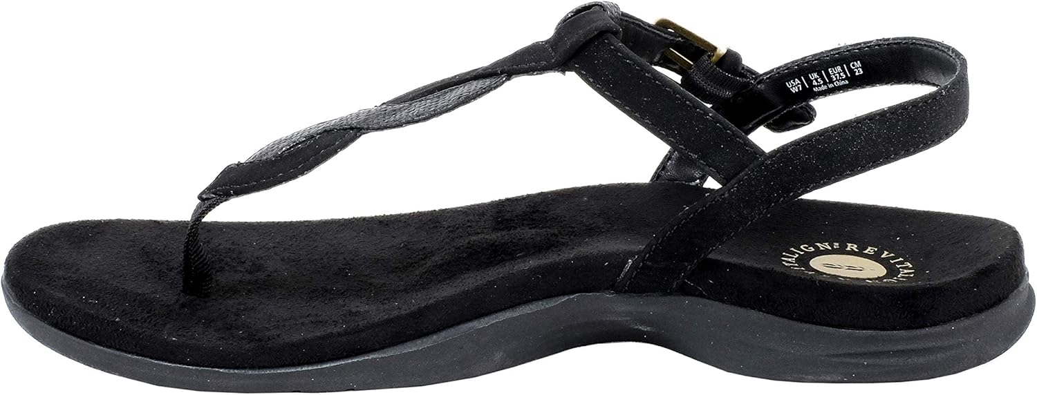 REVITALIGN Women's Adjustable Sandal, Jet Black, 7