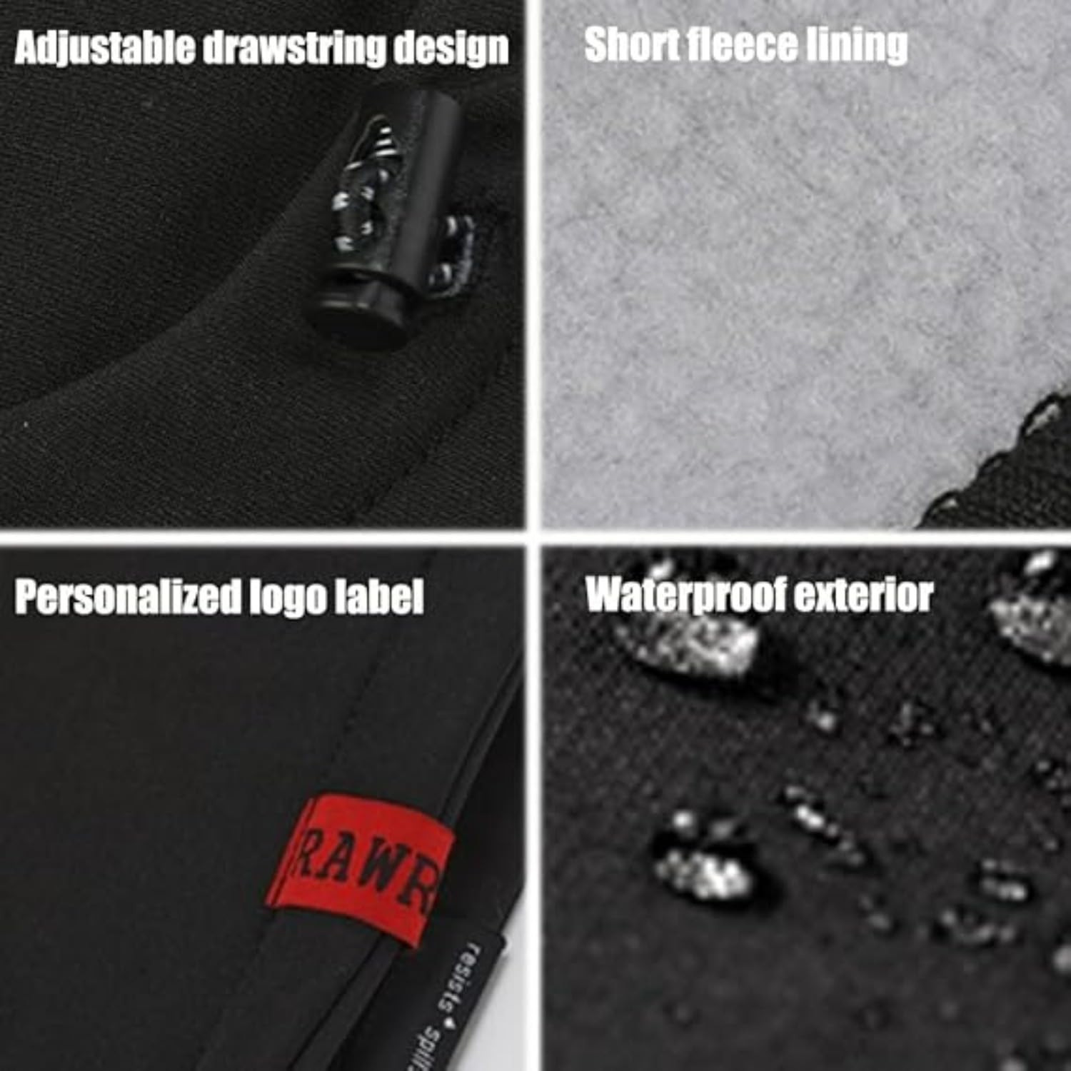 Generisch Waterproof Fleece-Lined Hood, Warm Ski Helmet Cover, Winter Windproof Balaclava Ski Face Mask, Keep Head, Neck Warm