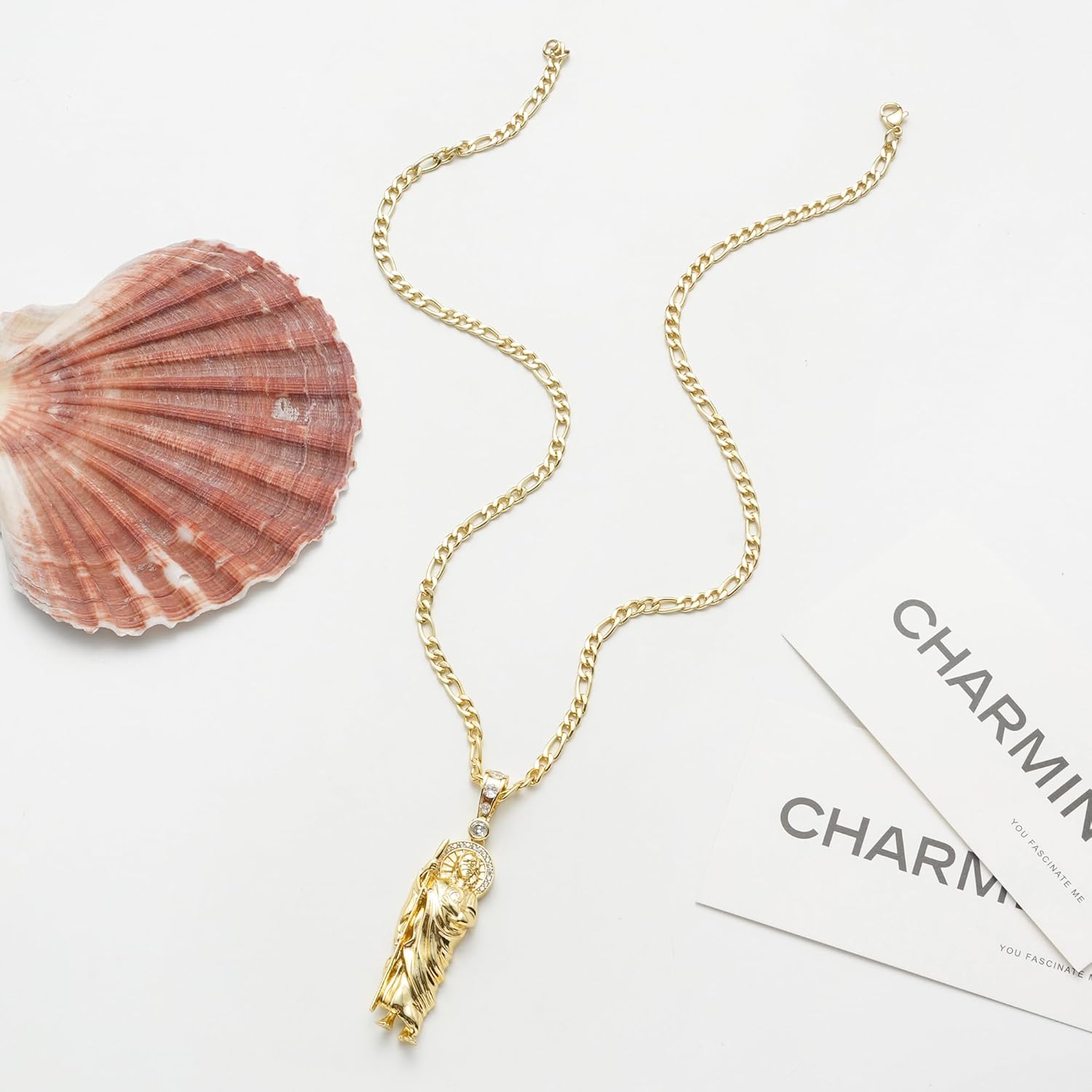 14k Gold Plated Brass Saint Jude San Judas Pendant Necklace Religious San Judas Tadeo Medalla Cadena Oro Laminad - Image 5