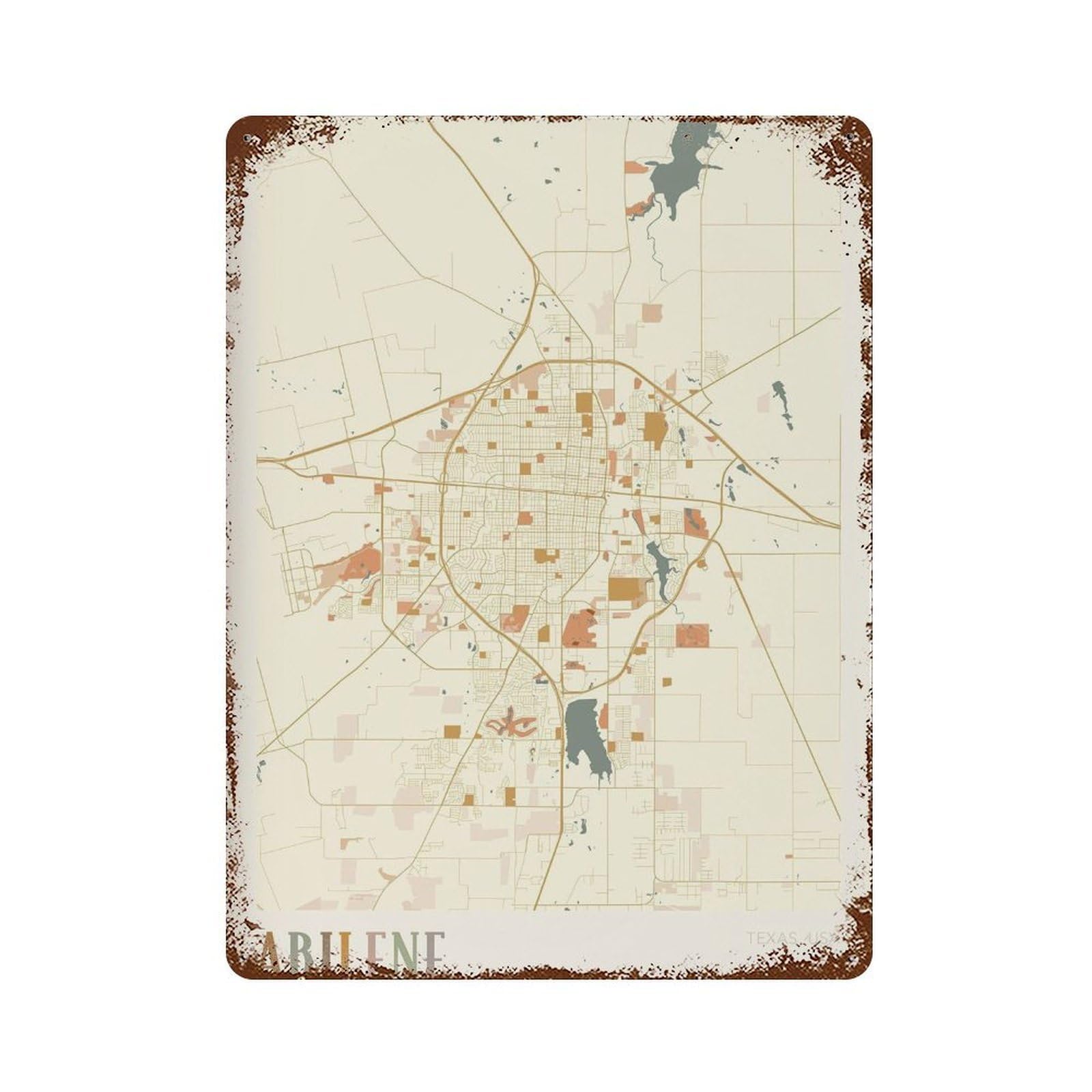 xiaoxiaoshen Abilene Map Texas Travel Gift Boho (2) Wall Decor Art Metal Tin Poster Modern Home Decor Art Home Bar Shop Decorations Vintage Sign 40x30cm