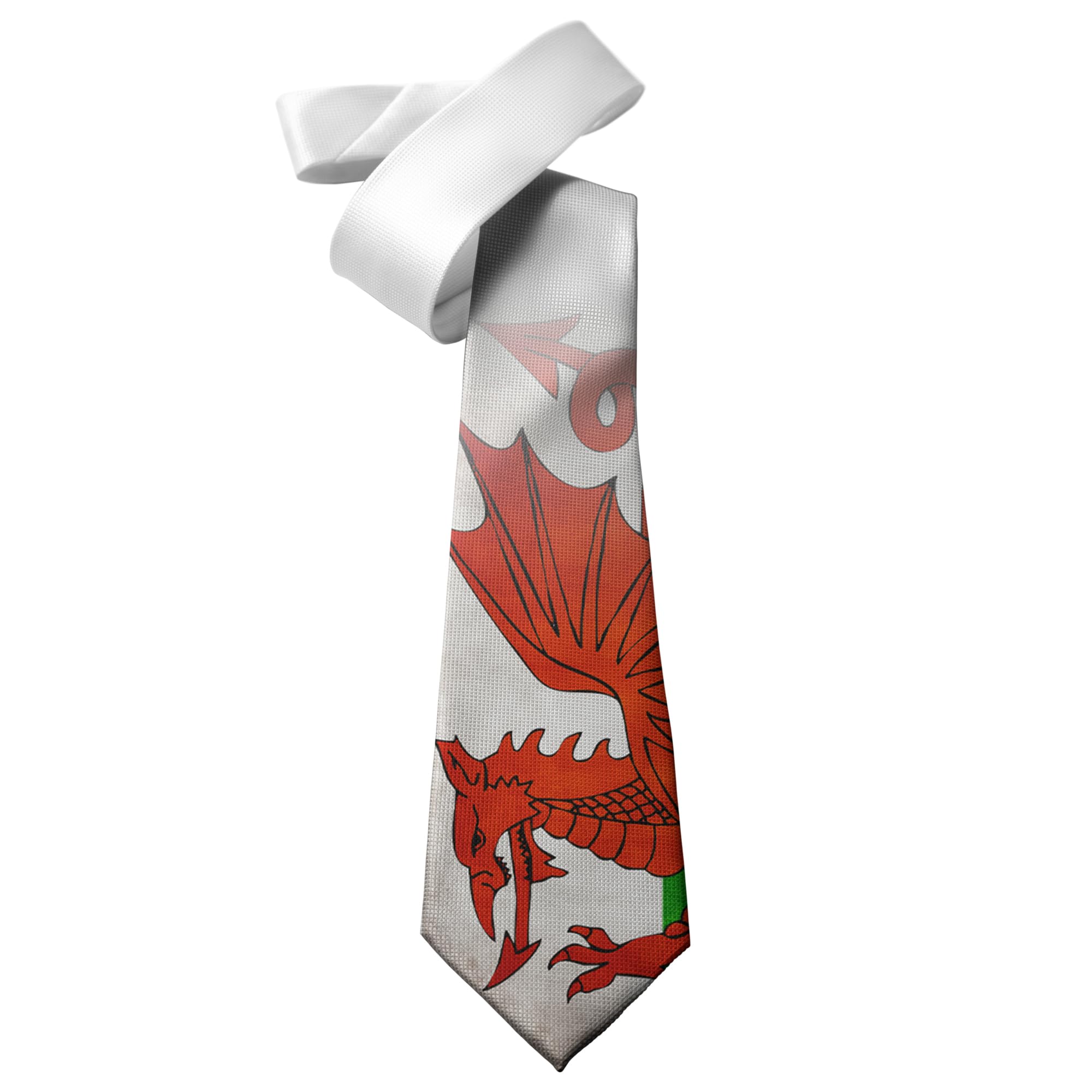 Shopquality4u Men's Multicoloured Wales Welsh Grunge Flag Printed Neck Tie - Silk/Polyester - Great Gift - Half Tie Print