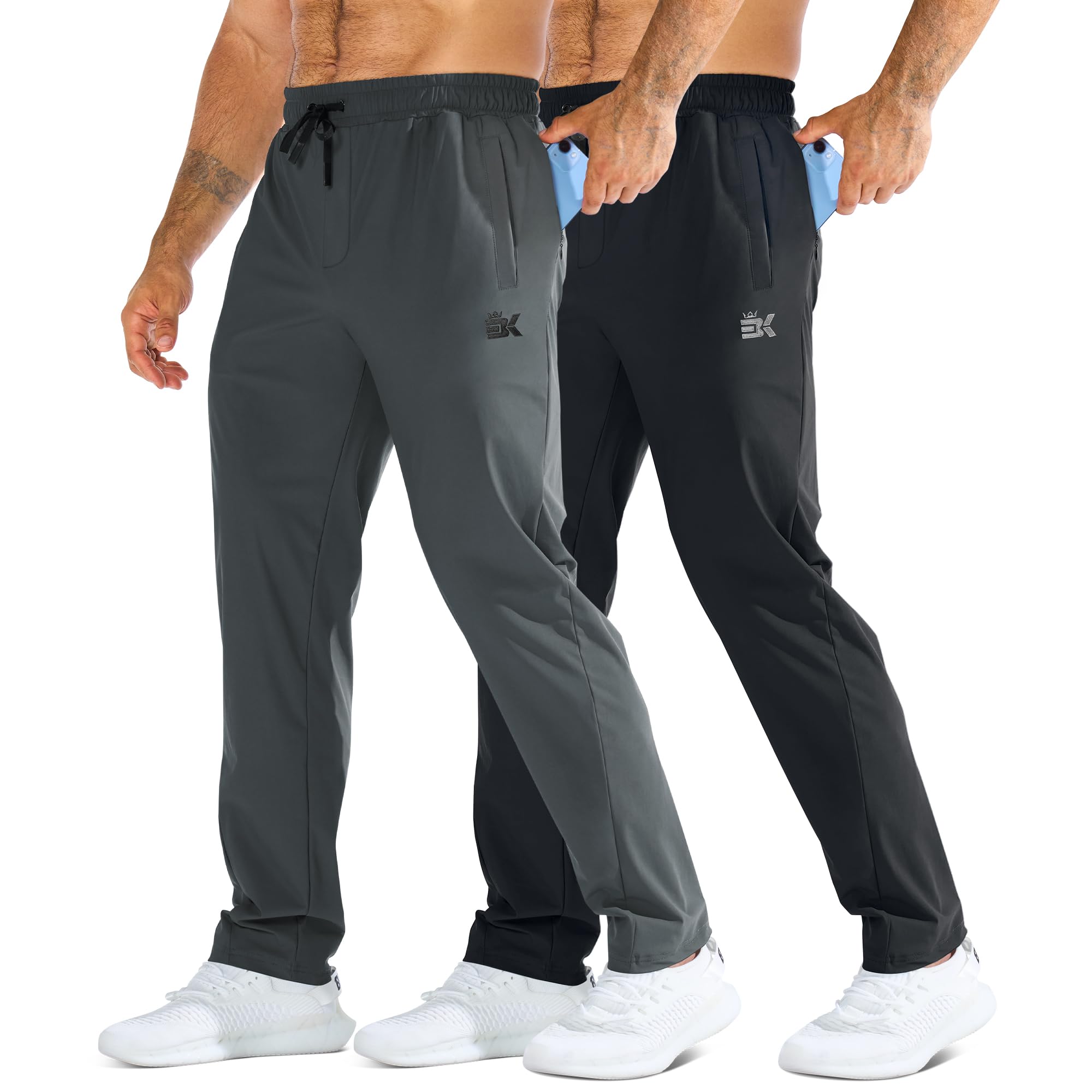 BROKIG Leichte Sporthose Herren Lang Gym Jogginghose Sweatpants | Schnelltrocknende Laufhose Herren Lang, UPF 50+ Sweathose Herren, Gym Sport Trainingshose mit Reißverschlusstasche