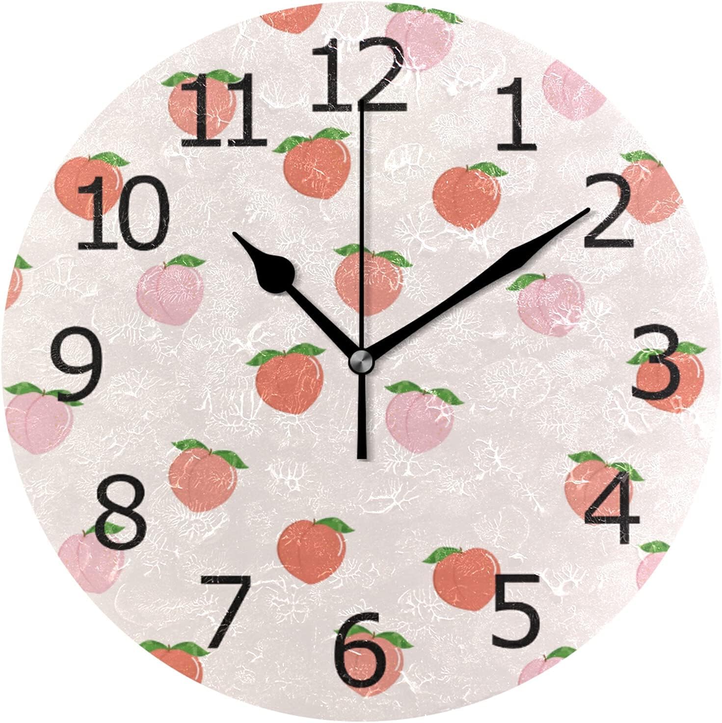 Funny Monkey Cartoon with Bananas Acrylic Painted Silent Round Wall Clock for Garage Basement Restaurant Workshop Wall