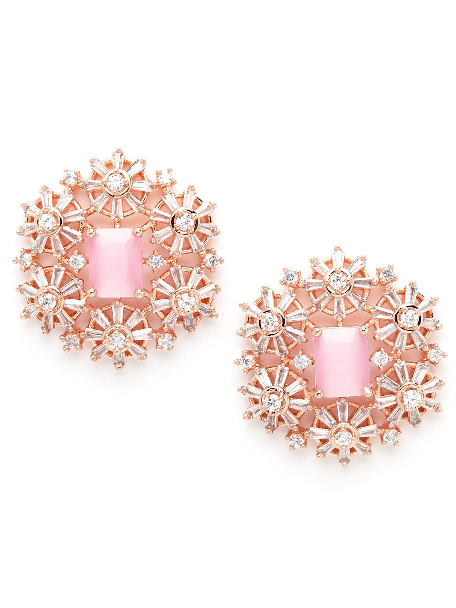 Karatcart Rose Gold Plated Floral American Diamond Drop Earrings for Women (B0B3XDS2JZ) Amazon Price History, Amazon Price Tracker