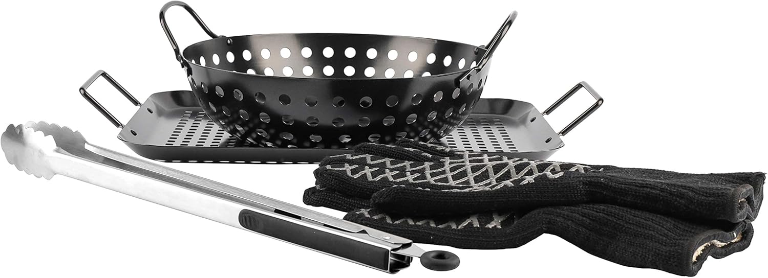 PitMaster King Grill Topper BBQ Grilling Matte Black Pan/Tray 5-Pcs Value Pack : Patio, Lawn & Garden
