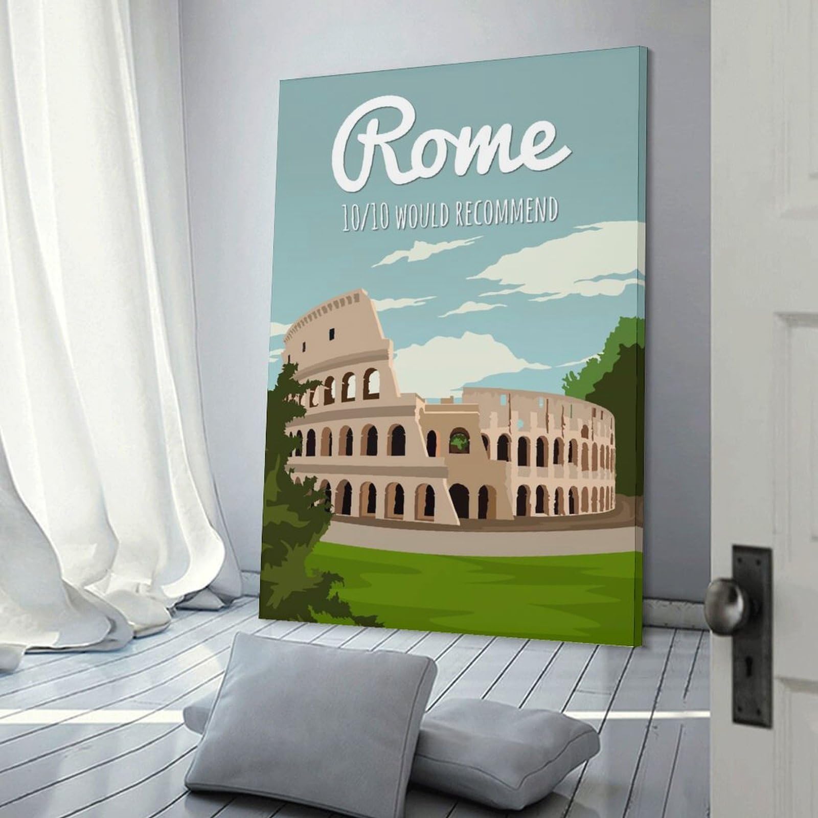 Junmoney Rome Colosseum Travel Canvas Wall Art 20x30inch(50x75cm), for Home Lounge, Bedroom Or Reading Nook, Eye Catching Artwork for Blank Walls