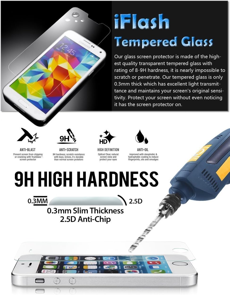 IFLASH [5 Pack Promotion] Tempered Glass Screen Protector For Apple iPhone 8 Plus 5.5 Inch/iPhone 7 Plus 5.5" Model - Crystal Clear / 2.5D Rounded Edges / 9H Hardness/Scratch Proof/Bubble Free