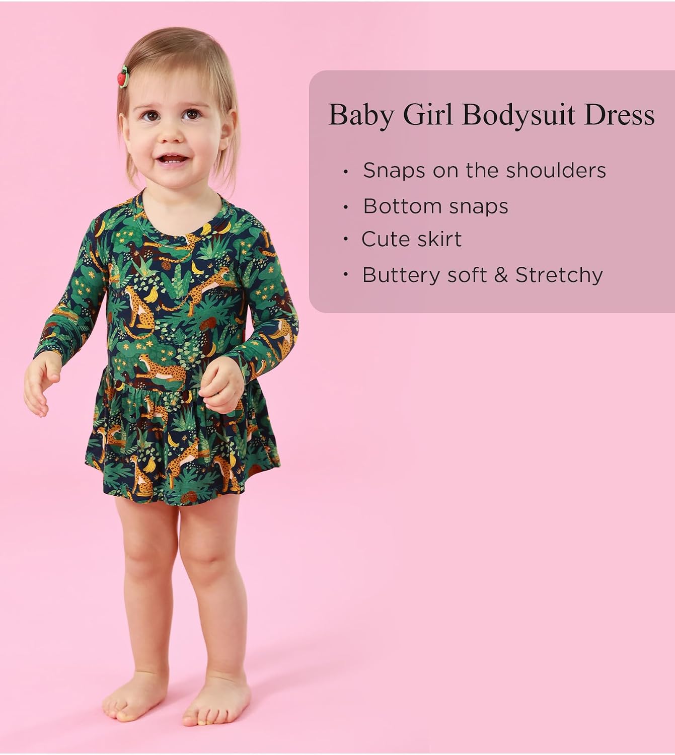 Baby Girl Bodysuit Dress Bamboo Viscose Long Sleeve Soft Infant Romper Dresses
