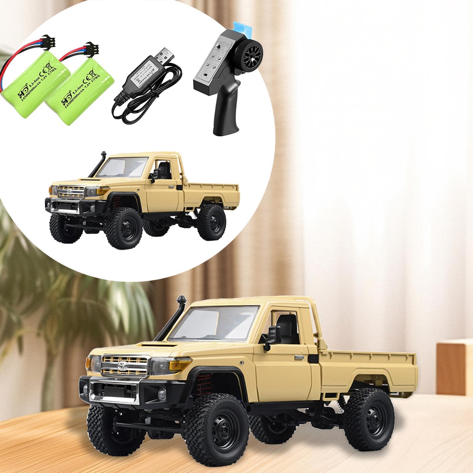 Coche Teledirigido Todoterreno a Escala 1:12 con Tracción, de Carga Desmontable Y Control Remoto para El Ocio Y El Juego Infantil, 2 baterías