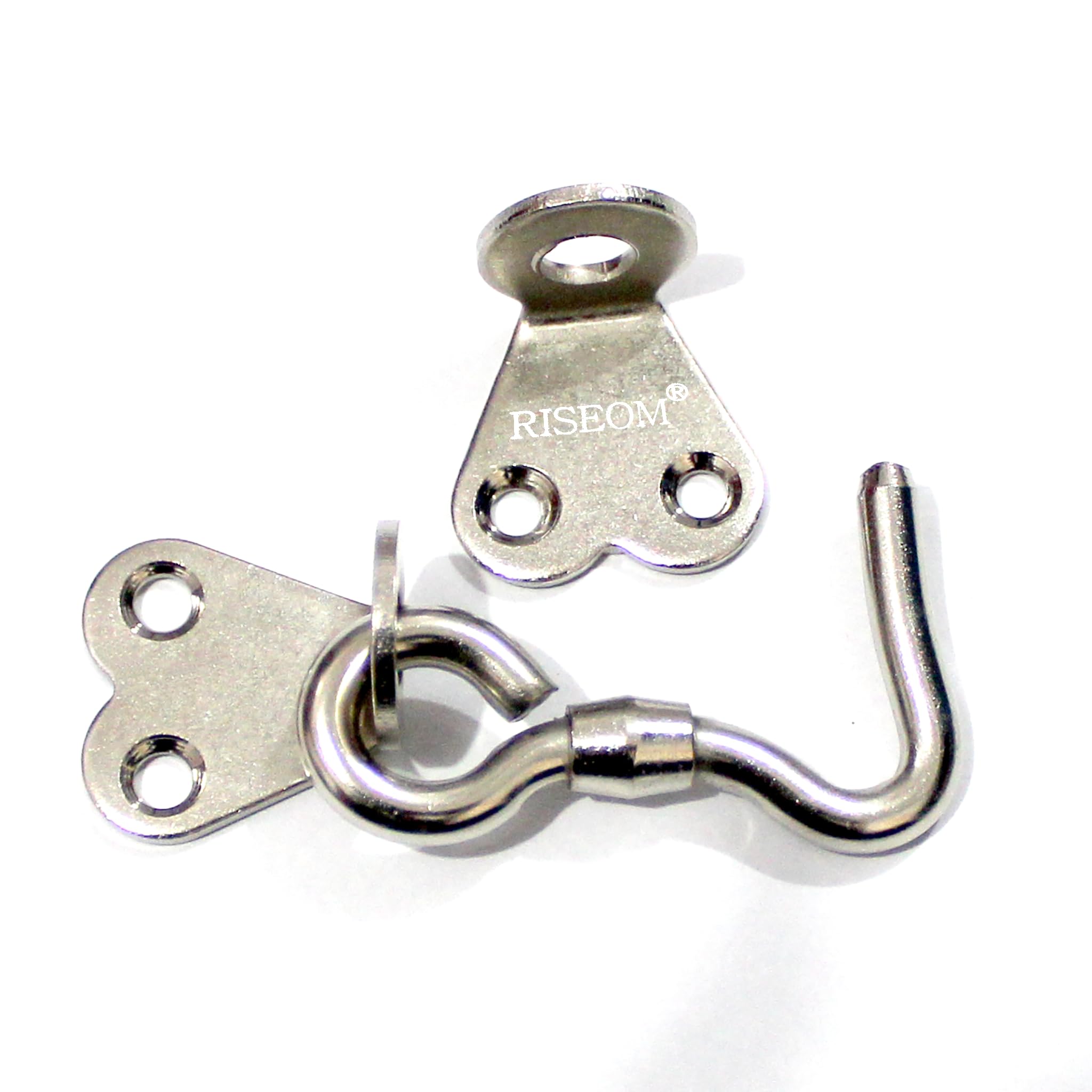 RISEOM Steel Gate Hook and Eye/Window Hook for Double Doors Gates/Windows (Oval Eye) (Pack of 4, Silver-2 inch)-image-17