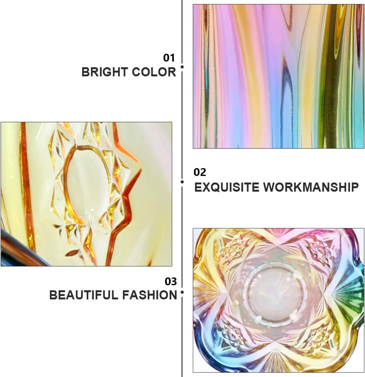 VOSAREA Rainbow Glass Vase Modern Plant Vase Decorative Table Desk Pot Holder for Home Office Indoor 24x12.5cm