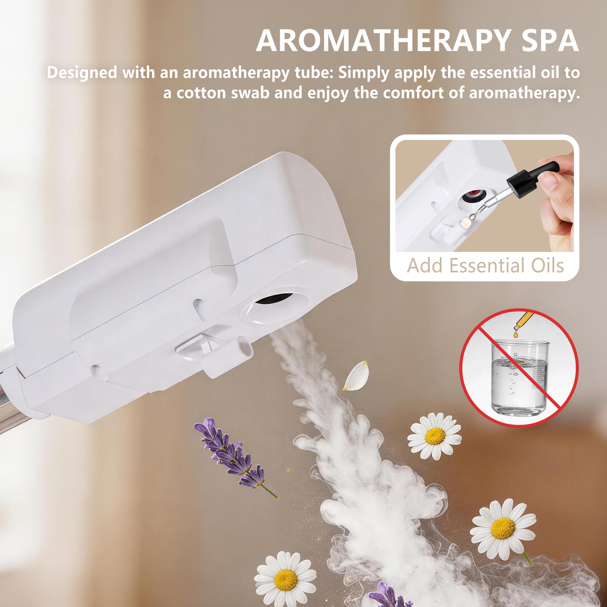 Professional Facial Steamer with Hot Mist, Adjustable Wheeled Stand, White