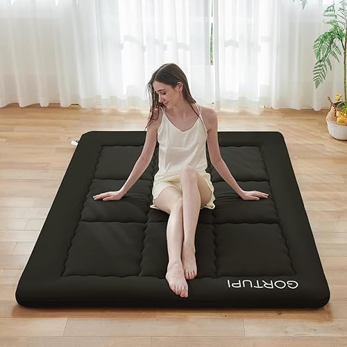 Colchón japonés de piso, colchón futón de 3 pulgadas, grueso, 100% espuma cómoda de alta densidad, tapete plegable de tatami, colchón portátil para