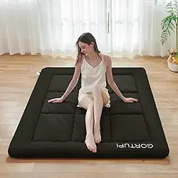 Colchão de chão japonês solteiro sem capa lavável, colchão futon japonês dobrável para chão, cama, colchão para dormir, colchão de tatame, colchão dobrável japonês preto A, solteiro