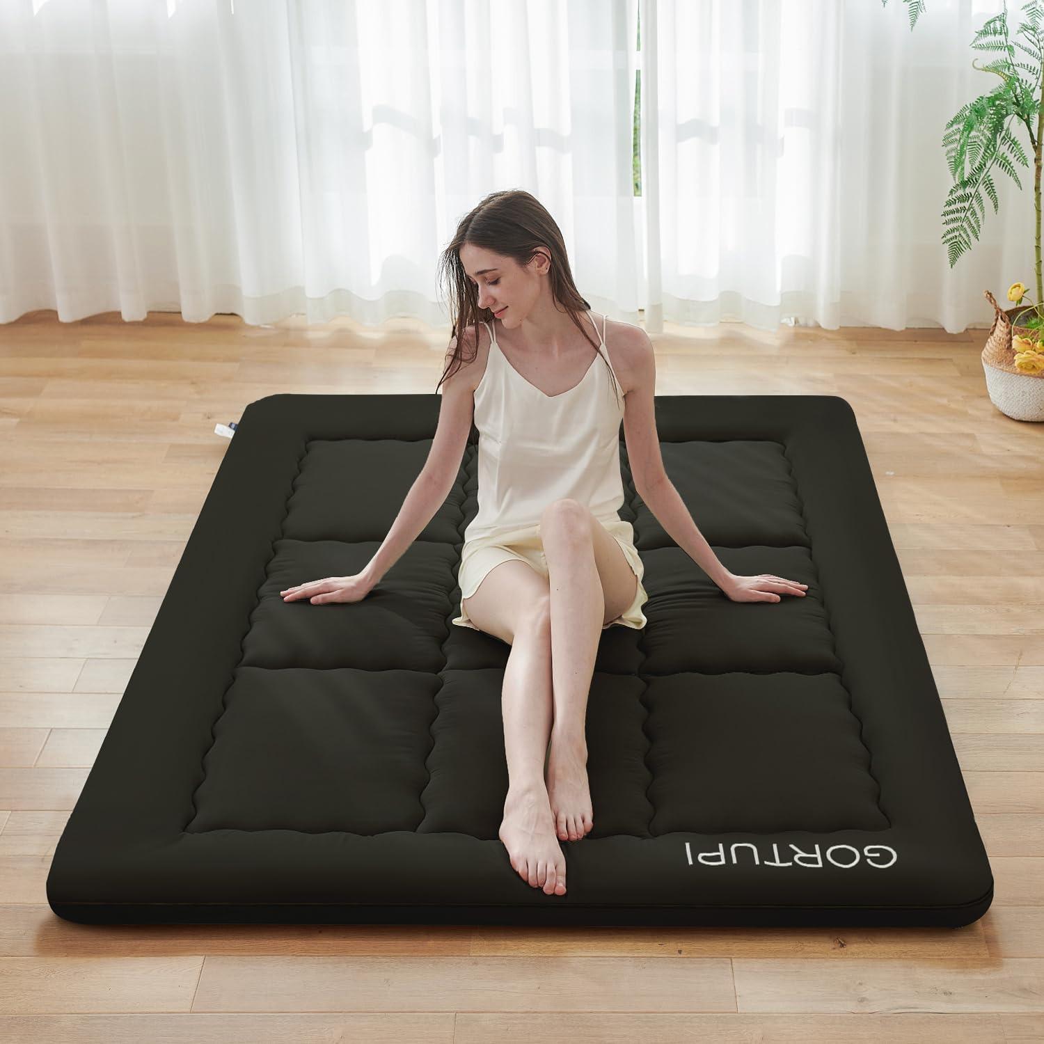 Photo 1 of ** SIMILAR** DAMAGE****** GORTUPI Japanese Floor Mattress,Futon Mattress 3" Black Thicken 100% High Density Comfortable Foam,Foldable Tatami Mat Sleeping Pad,Portable Floor Mattress Sleeping Pad for Adults,Twin Size 39"x 80"