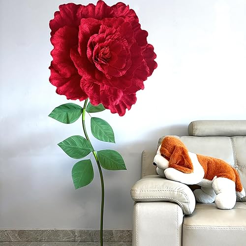 YunPenger Flores gigantes de rosas artificiales, peonía de terciopelo, regalo creativo hecho a mano para aniversario de boda, día de San Valentín,