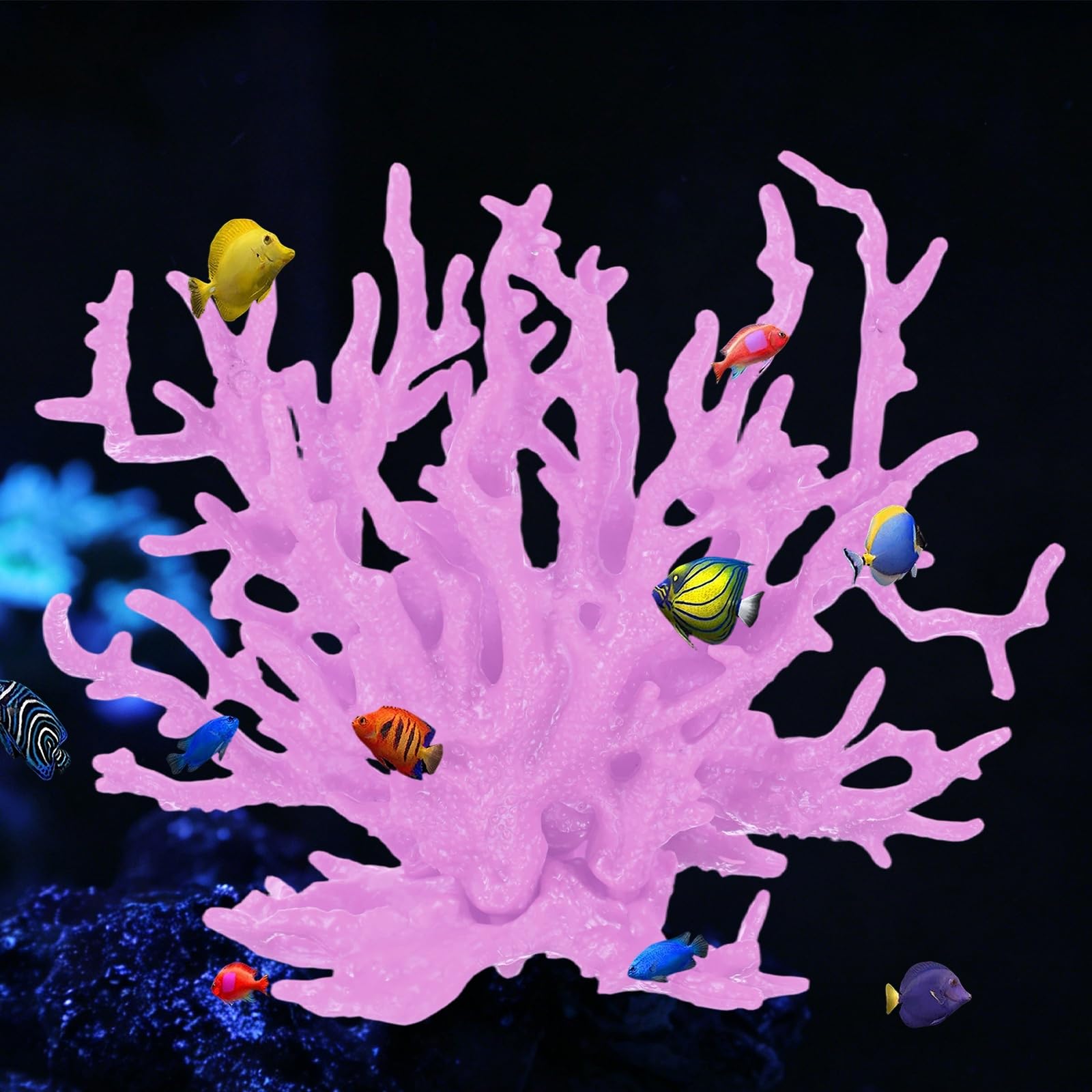 M METERXITY 1 Pack Fake Coral Fish Decorations for Tank, PVC Coral Decor, Artificial Fish Aquarium Decor [Purple, 5.91'' x 2.17'' x 4.72'',L x W x H]