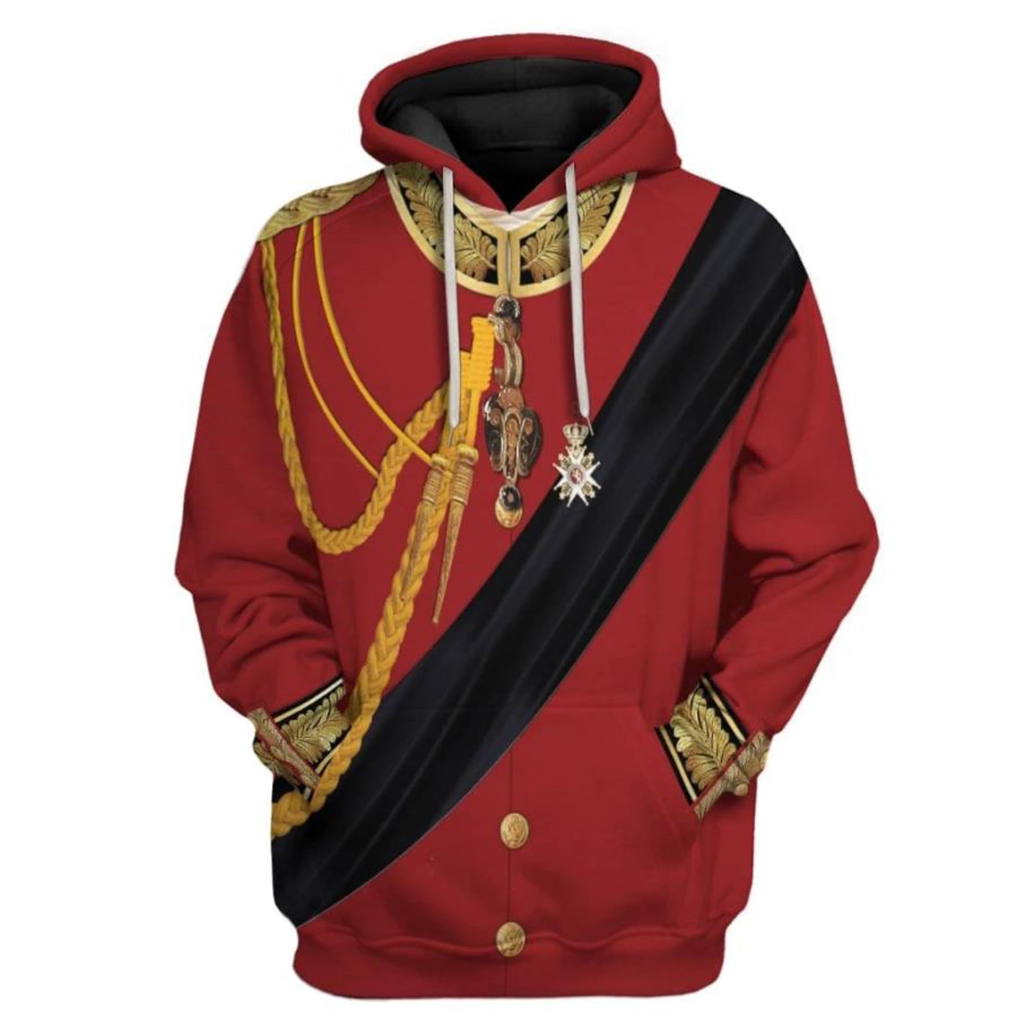 Historical Hoodie Revolutionary War Uniform Costume 3D Printed Army Jacket Halloween Costume - - XL