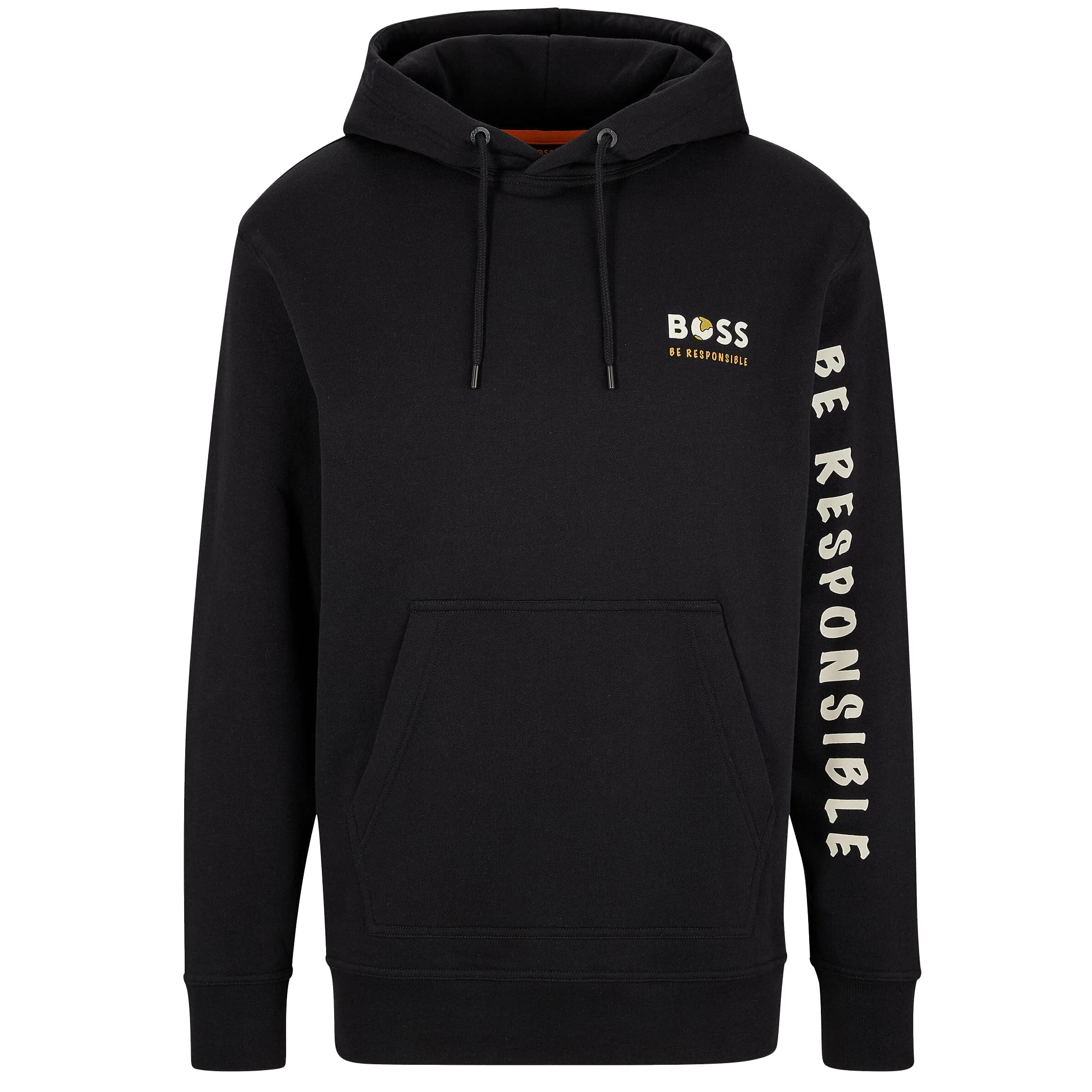 Hugo BossMen's Wegenerated Black Be Responsible Hoodie Sweatshirt