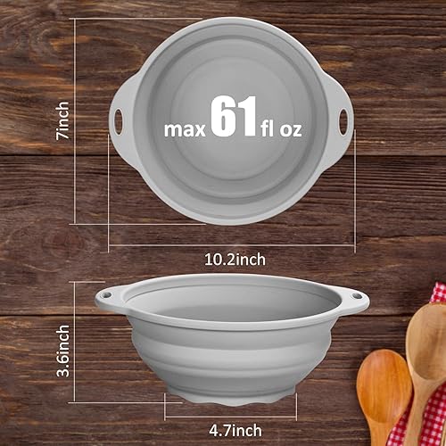 Miniatura 2 de Ensaladera plegable de silicona de 61 onzas, cuenco para acampar al aire libre, senderismo, viajes, cuenco duradero para almacenamiento y mezcla
