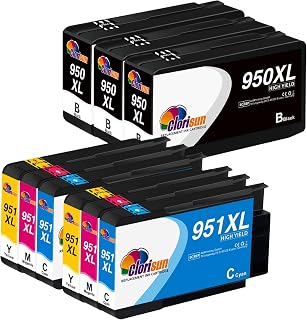 Clorisun 950XL 951XL Ink Cartridges Multipack for HP 950 951 XL Ink Black Cyan Magenta Yellow for HP Officejet Pro 8100 8600 8610 8615 8620 8660 251DW 276DW 8630 8640 8625 Printer(9 Pack)