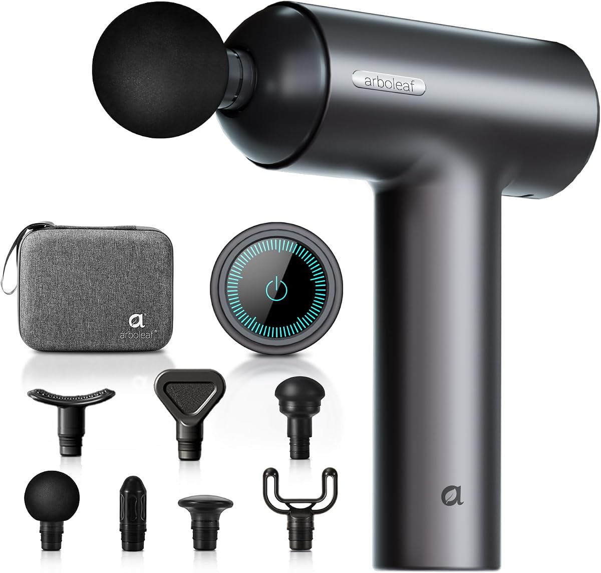 arboleaf Massage Gun Deep Tissue, Muscle Massager Gun | with 6 Speeds 7 Massage Heads, LCD Touch Screen, Powerful Handheld Percussion Massager for Muscle Relaxation & Pain Relief
