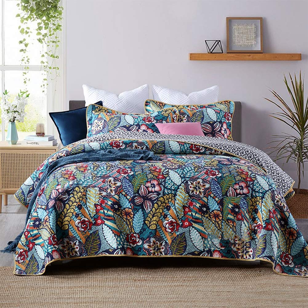 WDXN Bedspread Quilt Set Double Size 230 X 250Cm 3 Piece Bedspread Bed Throw Comforter Coverlet with Pillowcase for Bedroom Decor Reversible Coverlet Embossed Quilt Set,230x250cm