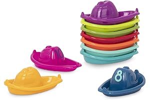 Battat - 10 Numbered and Stackable Pool Toys Boats for Kids