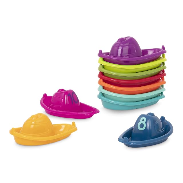 Battat Stackin’ Boats, barquitos apilables numerados de baño