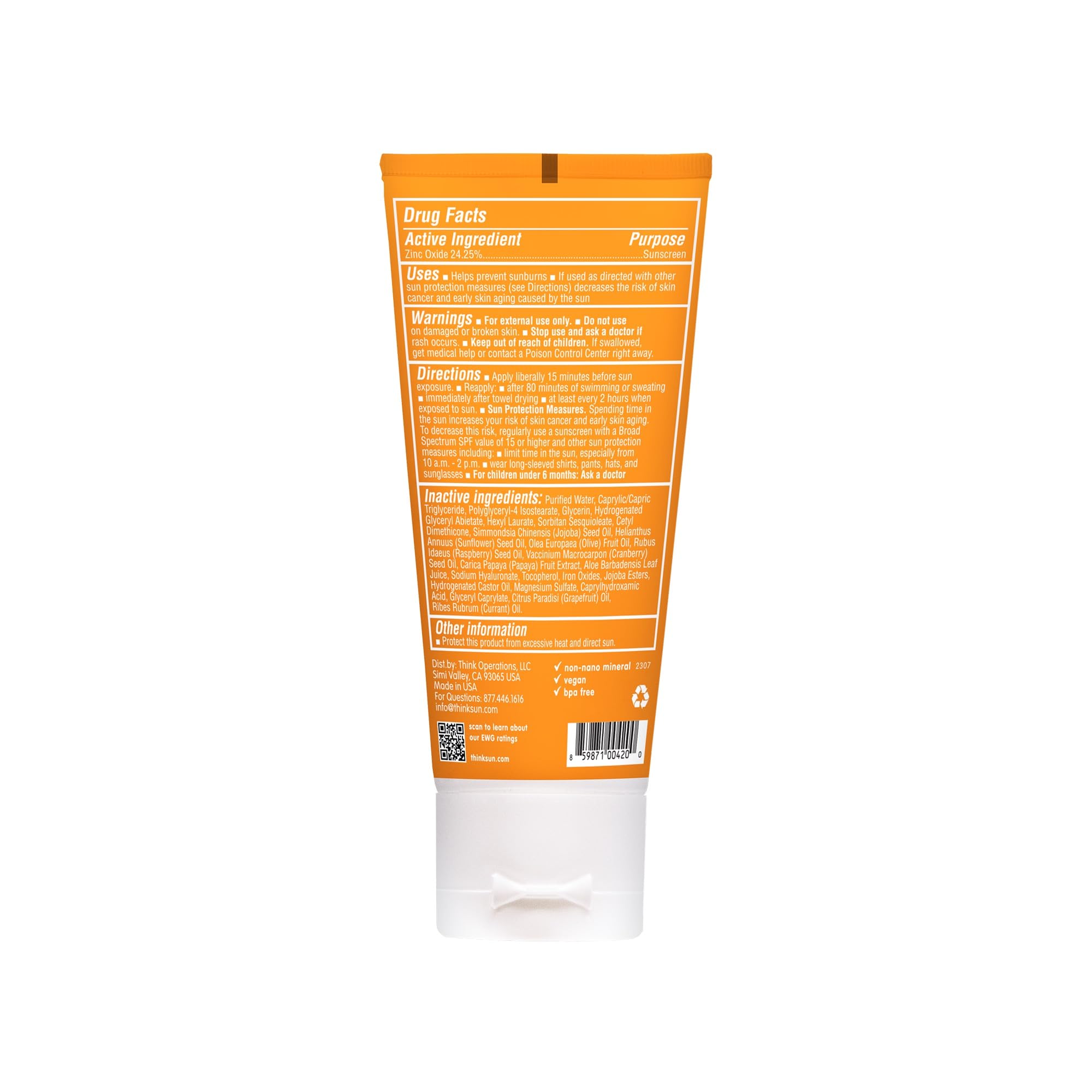 THINK Sport Everyday Face Sunscreen, Naturally Tinted, Currant, 59 ml