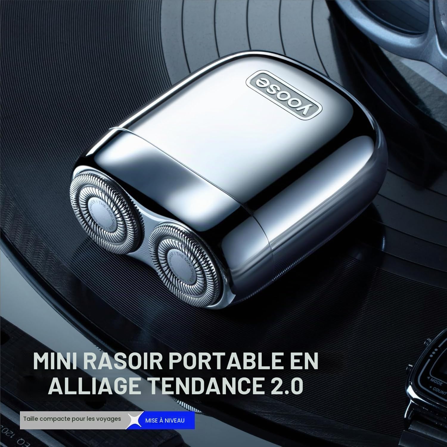 yoose MINI Rasoir électrique pour Homme, Rasoir électrique pour Homme en Alliage, Rasoir étanche IPX7 avec Moteur 8000 tr/min, câble de Type C et tête de Rasage magnétique, Argent