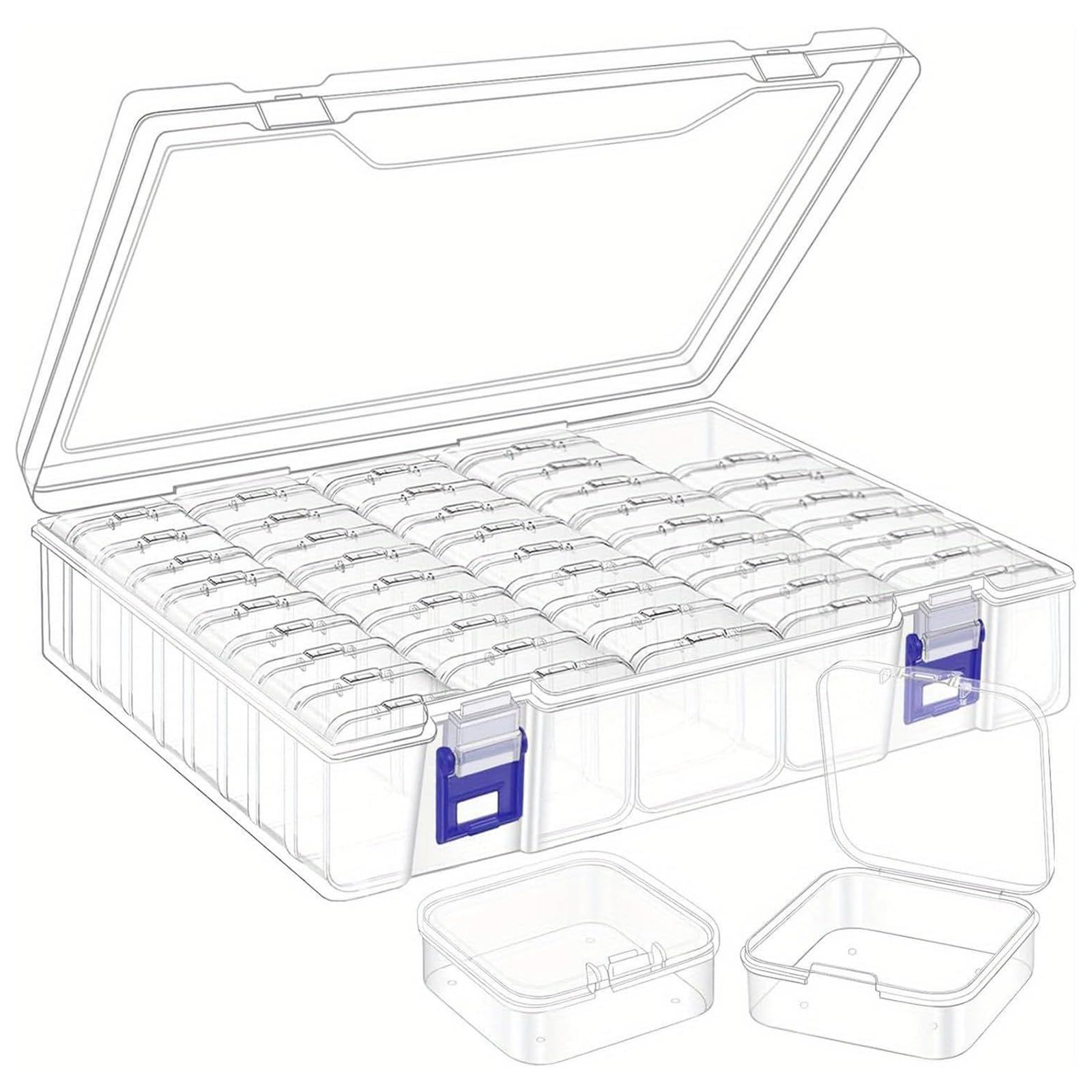 44 PCS Transparent Jewelry Organizer Box Set, Multi Purpose Small Storage Case for Jewelry, Craft Supplies, Screws, Seeds, Bead Organizers and Storage-image-33