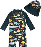 upandfast Baby/Toddler One Piece Swimsuit with Sun Hat UPF 50+ Sun Protection Infant Swimwear
