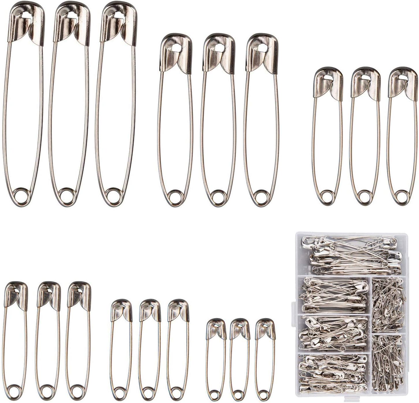 Trimming Shop 250pcs Stainless Steel Safety Pins Box for Fastening ...