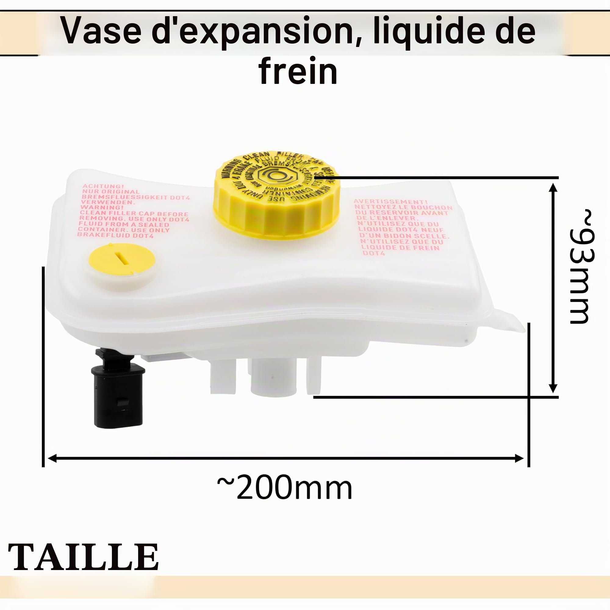 AERZETIX - C72983 - Réservoir de liquide de frein avec couvercle et capteur - compatible avec numéros OE 8E0611301B, 8E0611301C, 8E0611301E, 8E0 611 301G